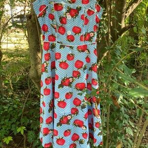 Baby Blue Strawberry BNWT Small Rockabilly Dress